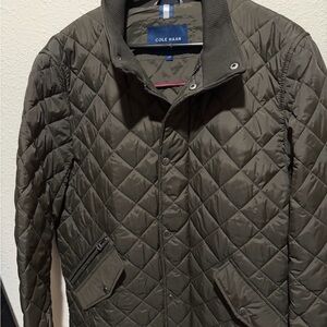 Cole Haan Quilted Jacket |Olive Green| Size L | Lightweight | Snap Front